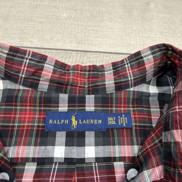 Polo Ralph Lauren 3XLT Red Black Plaid Shirt Long Sleeve Classic Fit Button Down - Picture 7 of 7